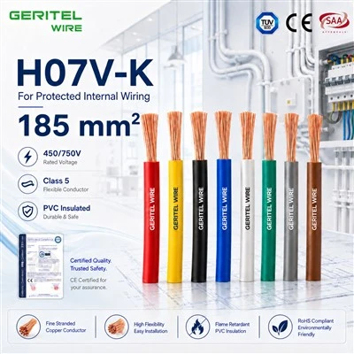 185 Mm² H07V-K כבל תעשייתי עבור ארונות חשמל והארקה